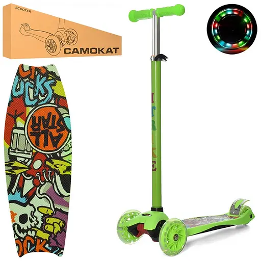 Самокат дитячий MAXI iTrike JR 3-055-1-GR з підсвічуванням