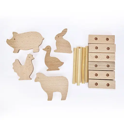 Дерев'яний ігровий набір Фігурки тварин Igroteco 900521 17 деталей - фото 6