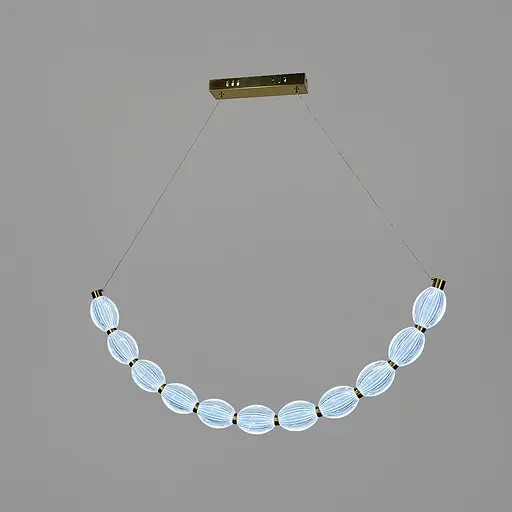 Дугова Led люстра з 11 прозорими рельєфними кульками у корпусі 90 см | Line F | Арт. MJ344-900L AB+CL - фото 5