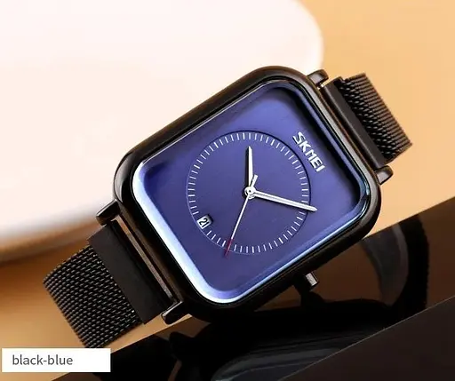 Класичний чоловічий наручний годинник Skmei 9207 Чорні з синім циферблатом - фото 4
