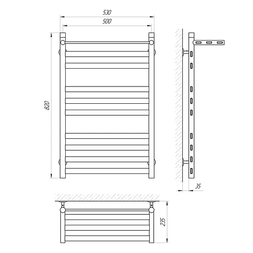 Водяна рушникосушка Laris Кватро з полицею П10 500x800 71207566, Хром - фото 2
