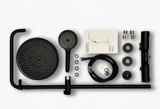 Душова система Dusel Centro Thermostatic Black (281307000), Чорний матовий - фото 4