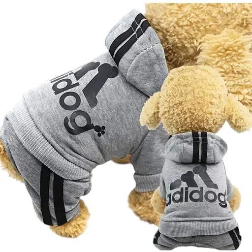 Костюм для животных Ginger ХХL Adidog спорт серый Д-45 см ОГ-55 см 6-7.5 кг - фото 2