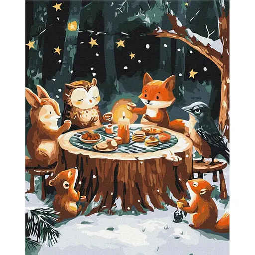 Картина за номерами на підрамнику Brushme Зимове чаювання