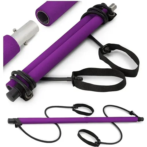 Тренировочная палка с эспандерами Hop-Sport HS-T090GS фиолетовая - фото 5