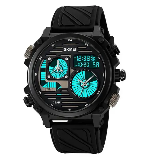 Часы мужские наручные спортивные Skmei 2202 (Черный силиконовый ремешок) - фото 3