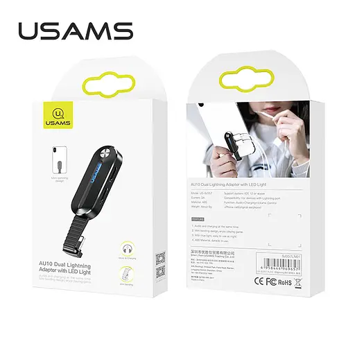 Перетворювач Usams Dual Lightning Adapter with LED Light US-SJ357 AU10 2A - фото 2
