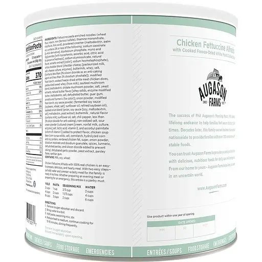 Фетучіні Альфредо з шматочками курки Augason Farms з великим терміном придатності 25 років 14 порцій - фото 2