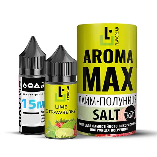 Набір компонентів для самозамісу сольової заправки для вейпу Flavorlab Aroma MAX 30 мл Лайм-Полуниця, 0-50 мг (15363)