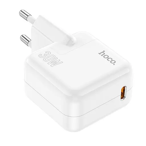 Адаптер сетевой HOCO Advantage single port charger C112A сам блок белый - фото 1