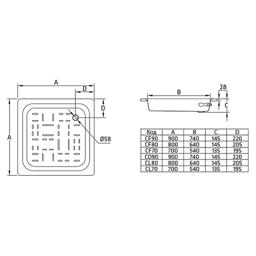 Душовий піддон BLB 80x80 см квадратний CF8012001 білий - фото 3
