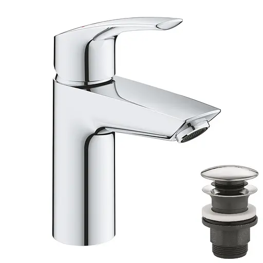 Змішувач для умивальника S-Size + натискний донний клапан Grohe Eurosmart New 23922003 Хром - фото 1