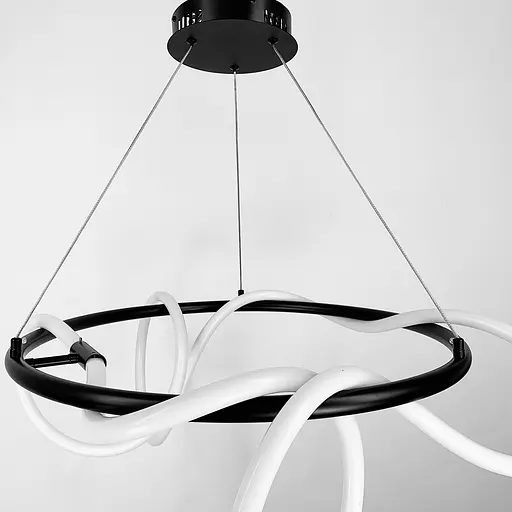 Черная кольцевая люстра с гибкой LED лентой Ø95 см (кольцо 60 см) | Ст. JU 22N-600 BK Line F - фото 3