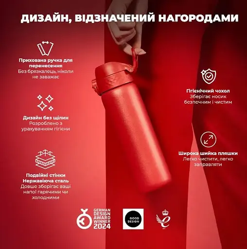 Пляшка для води ION8 металева вакуумна 500 мл Vacuum Insulated Red (I8TS500Red) - фото 5