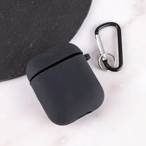 Силіконовий футляр з мікрофіброю для навушників Airpods 1/2 Чорний / Black - фото 3