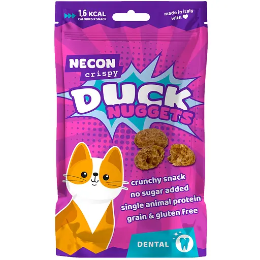 Лакомства для кошек функциональные Necon Cripsy Cat Duck Nuggets Dental 85 г