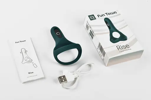 Ерекційне кільце Fun Town Rise подвійне управління зі смартфона Turquoise - фото 5