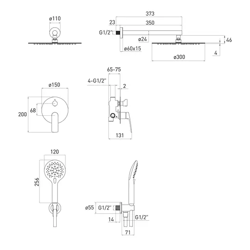 Душова система прихованого монтажу Volle Cante SET20220112, Хром - фото 2