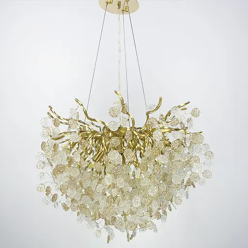 Подвесной светильник в золотистом корпусе с пластинами из комбинированного стекла Line.F Количество ламп 10 - фото 4