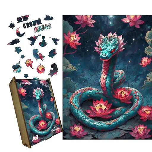 Пазл деревянный Змея Спокойствия, А1, Деревянная коробка 500+ элементов