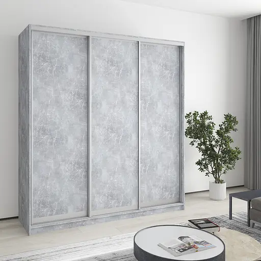 Шафа-купе тридверна MebelStar Стандарт AL 3ДСП 190x60x210 см Бетон (MBS-2873)