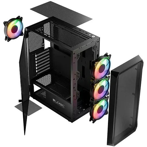 Корпус LogicConcept PORTOS MESH+GLASS ARGB fans 4x120mm BLACK без БЖ ATX - фото 13