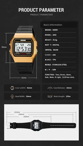 Наручний годинник Skmei 2042 Black White, 2042BKWT (18478) - фото 10