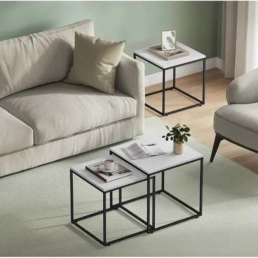 Комплект журнальных столиков Leobert Nika квадратный белый - фото 2