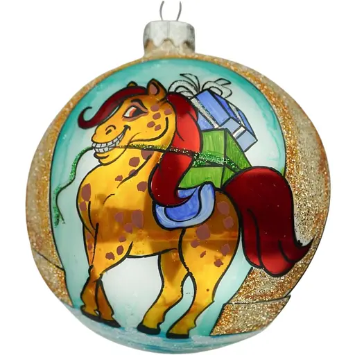 Ялинкова прикраса Санта Шоп Символ 2026 Підкова на щастя скло (4820001180381)