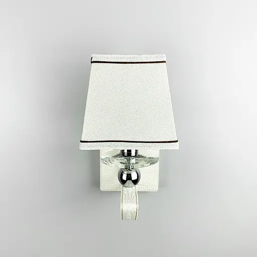 Бра з класичним тканинним абажуром та екошкірою Line F S 1449/1 WH - фото 7