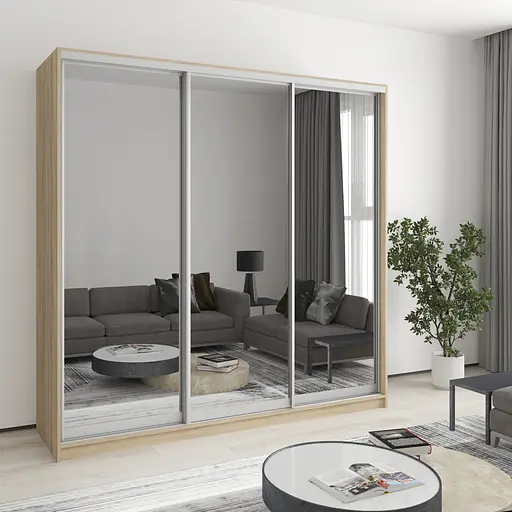 Шкаф-купе трехдверный MebelStar Стандарт AL 3 Зеркала 210x60x240 см Дуб сонома (MBS-1592)
