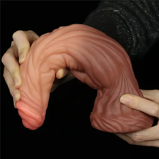 Фаллоимитатор Dual-Layered Silicone 9.5" Nature Cock 24.5 см коричневый - фото 9