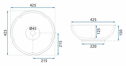 Умивальник Rea Vivien накладний REA-U5666, Синий - фото 8