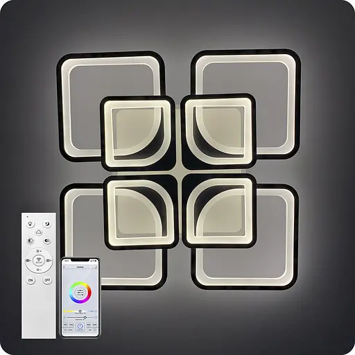 Люстра светодиодная 517 Light 3color с пультом 240Вт Черный (01758) - фото 8