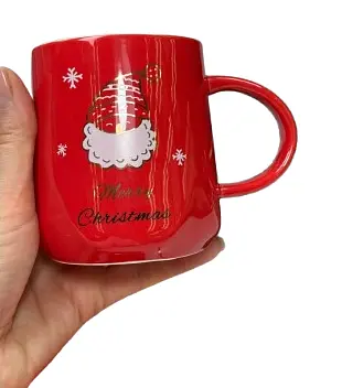 Новогодняя кружка Olens 102-1084-1 Золотой год керамическая с крышкой и ложкой 370 мл Красная - фото 3