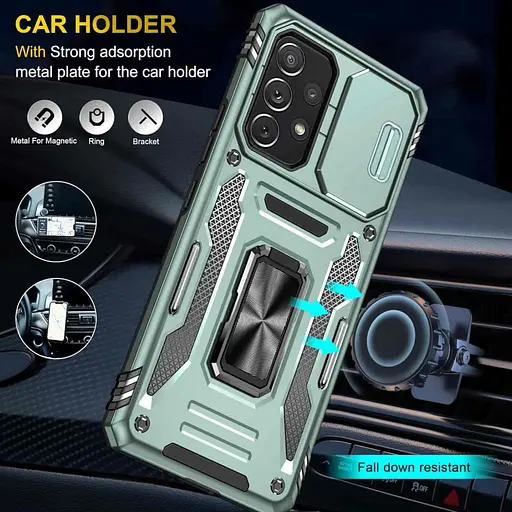 Ударостійкий чохол Camshield Army Ring для Samsung Galaxy A73 5G Зелений / Light Green - фото 2