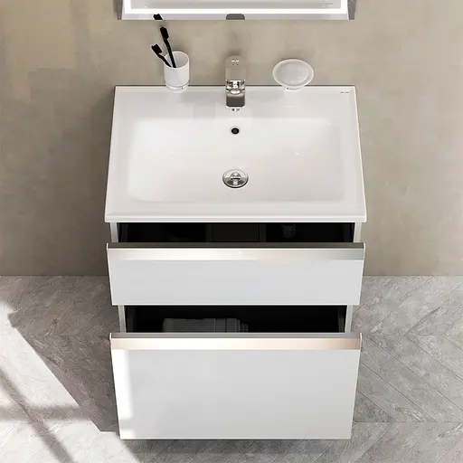 Тумба з умивальником AM.PM X-Joy S підлогова 65 см 2 ящики білий MTA-FSX0652WG-WCC0652WG Білий - фото 8