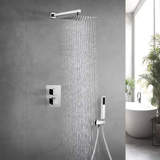 Душова система прихованого монтажу з термостатом для душу Nett TSH-473, Хром - фото 2