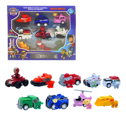 Набор игровых фигурок Щенячий патруль 9 шт. с транспортом (168-3) - фото 3