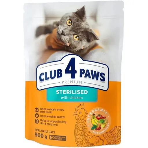 Сухой корм Club 4 Paw Premium для стерилизованных кошек Курица 900 г - фото 1