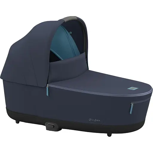 Люлька Cybex Priam Lux Conscious Collection Dark Navy + Текстиль для прогулянкового блоку Cybex Priam Conscious Collection Dark Navy + Шасі Cybex Priam з каркасом LS RBA Chrome Brown - фото 2