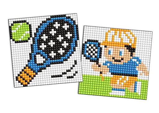 Набір з алмазною мозаїкою на самоклеючій основі для дітей Спорт Теніс, 2 шт. 9x9 см, AMS1108