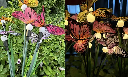 Світильники Sun Lamp садові на сонячних батареях світлове вікно із зеленим листям та метеликами 2 шт - фото 7