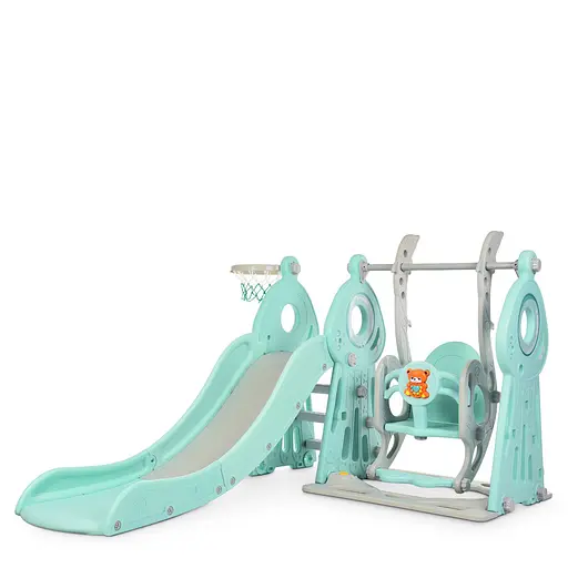 Дитяча гірка-гойдалка BAMBI WM19011-5 з баскетбольним кільцем, ш152-г184-в103см, голуба - фото 2