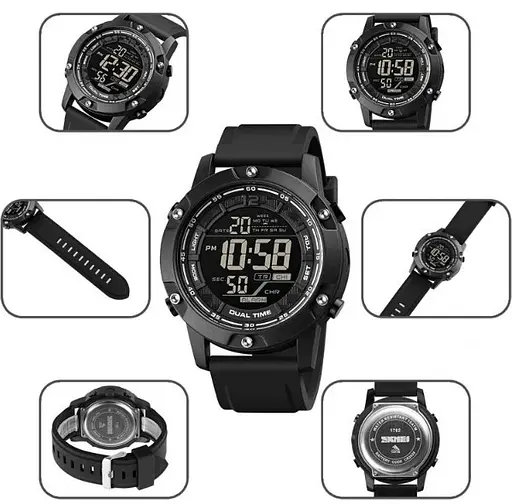 Мужские спортивные наручные часы Skmei 1762 водонепроницаемые (Черные) - фото 10