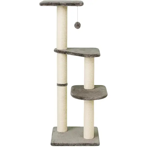 Когтеточка-комплекс Trixie Altea для кошек с игрушкой на веревке сизаль/плюш серая 40х40х117 см [CD]