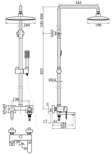 Душова система Topaz Corsica TC 16102 H48-S, Хром - фото 5