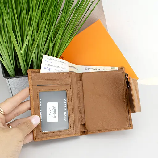 Жіночий шкіряний гаманець маленький Senior A899-9 рудий на магніті - фото 2