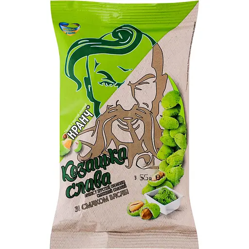 Арахіс Козацька слава в хрусткій оболонці смажений солоний зі смаком васабі 55 г (740812) - фото 1