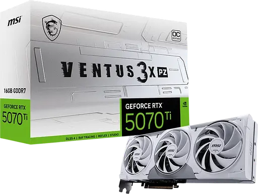 Видеокарта GeForce RTX 5070 Ti 16GB MSI Ventus 3X PZ OC (RTX 5070 Ti 16G VENTUS 3X PZ OC) - фото 1
